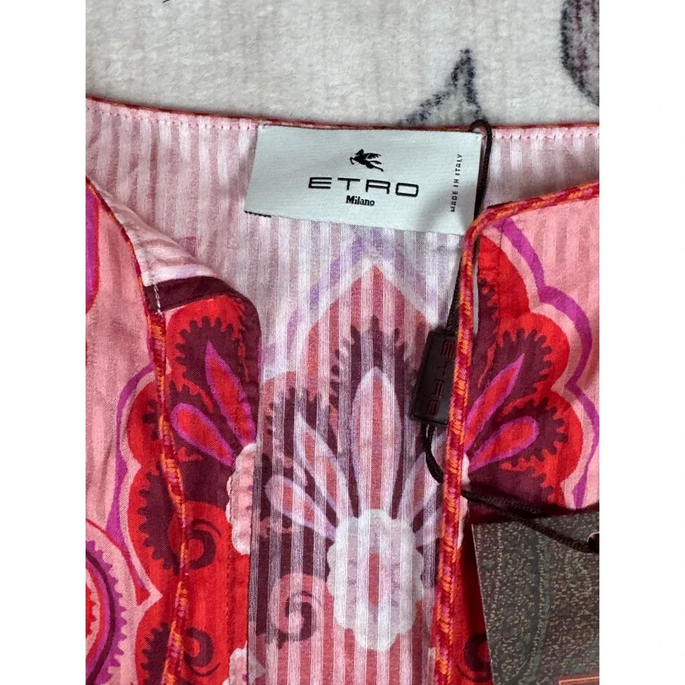 ETRO NWT Paisley Silk Cotton Kaftan Dress 38 Resort Midi Italy $1550 Resortwear - Picture 6 of 16